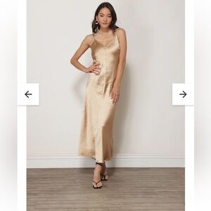 Line and dot DOLLY SATIN DRESS XS gold